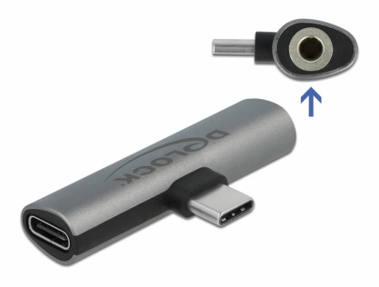 Adaptor USB type C la jack stereo 3.5mm + USB type C PD 20V/3A/60W, Delock 64113