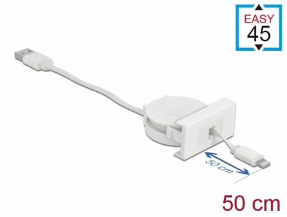 Cablu USB-A 2.0 la Lightning retractabil pentru modul Easy 45, Delock 81331