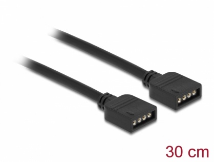 Cablu de conectare RGB cu 4 pini pentru iluminare LED 12V RGB 0.3m, Delock 86015