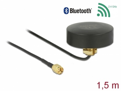 Antena exterior WLAN 802.11 b/g/n RP-SMA plug 2 dBi fixa omnidirectionala 1.5m, Delock 66285