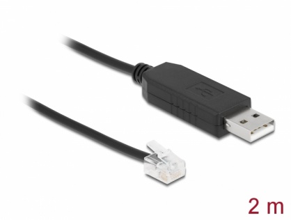 Cablu USB-A la Serial RS-232 RJ12 cu protectie ESD Skywatcher 2m, Delock 66735