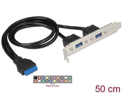 Bracket USB 3.0 19 pini intern la 2 x USB 3.0 extern, Delock 84836