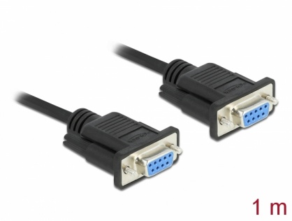 Cablu serial RS-232 Sub-D9 nullmodem M-M 1m Negru, Delock 86608