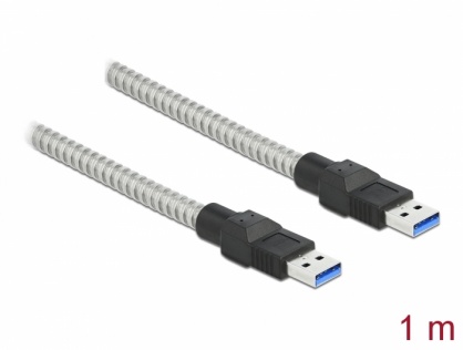 Cablu USB 3.2-A Gen 1 la USB-A T-T izolatie metalica 1m, Delock 86775