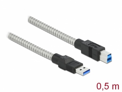 Cablu USB 3.2-A Gen 1 la USB-B T-T izolatie metalica 0.5m, Delock 86777