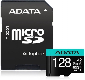 Card de memorie micro SDXC Premier Pro 128Gb clasa 10 UHS-I U3, ADATA AUSDX128GUI3V30SA2
