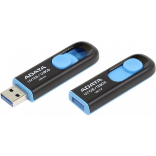 Stick USB 3.1 128GB UV128 retractabil Negru/Bleu, ADATA AUV128-128G-RBE