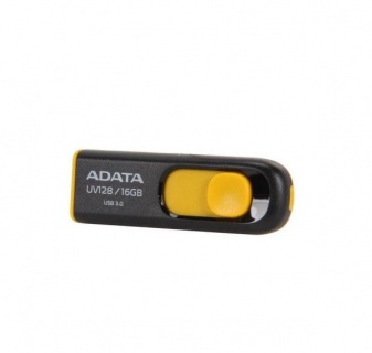 Stick USB 3.1 16GB UV128 retractabil Negru/Galben, ADATA AUV128-16G-RBY