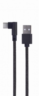 Cablu de date si alimentare USB la USB type C unghi 0.2m Negru, Gembird CC-USB2-AMCML-0.2M