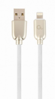 Cablu USB 2.0 la iPhone Lightning Premium 2m Alb, Gembird CC-USB2R-AMLM-2M-W