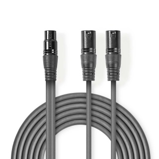 Cablu audio XLR 3 pini la 2 x XLR 3 pini M-T 1.5m, Nedis COTH15020GY15