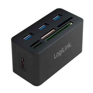 HUB cu 3 x USB 3.0 + cititor de carduri, Logilink CR0042