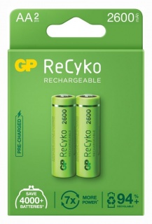 Set 2 acumulatori ReCyko 2600mAh AA (LR6) 1.2V NiMH, GP Batteries GPRHC272E000