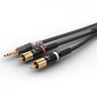 Cablu audio jack stereo 3.5mm la 2 x RCA T-T 0.3m, HBP-3SC2-0030