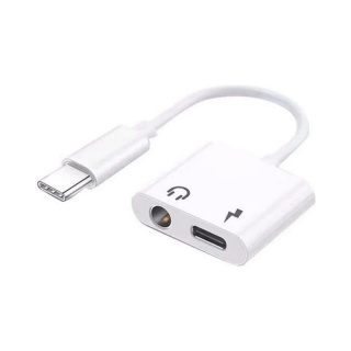 Adaptor date + incarcare USB type C la USB type C + jack 3.5mm T-M 0.15m Alb, XO NB172-D