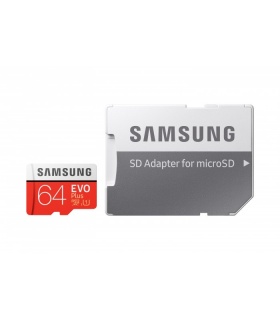 Card de memorie Samsung MicroSDXC EVO Plus 64GB clasa 10 + adaptor SD, Samsung MB-MC64HA/EU