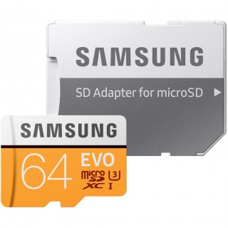 Card de memorie EVO microSDXC 64GB clasa 10 + adaptor SD, Samsung MB-MP64GA