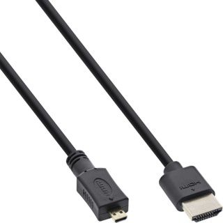 Cablu Slim micro HDMI-D la HDMI T-T 0.3m Negru, InLine 17533D