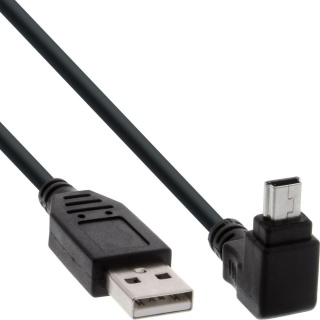 Cablu USB 2.0 la mini USB unghi sus 5m Negru, InLine IL34150