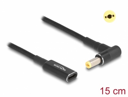 Adaptor de incarcare laptop USB type C la Acer 5.5 x 1.7 mm M-T 0.15m, Delock 60038
