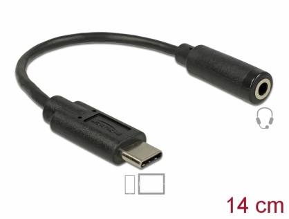 Adaptor audio USB tip C la jack stereo 3.5mm T-M 0.14m, Delock 65842