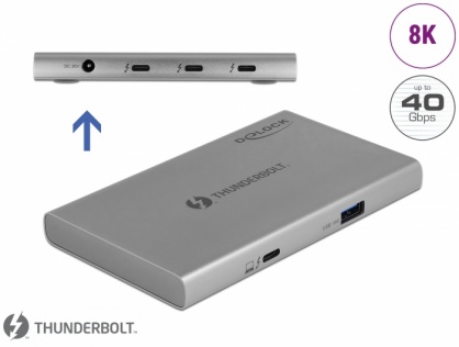 HUB Thunderbolt 4 (Type C) la 3 x Thunderbolt 4 + 1 x USB 3.2-A Gen2, Delock 64157