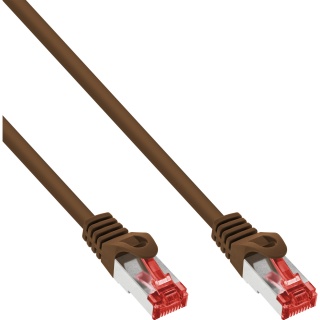 Cablu de retea RJ45 S/FTP PiMF Cat.6 0.5m Maro, InLine IL76450K