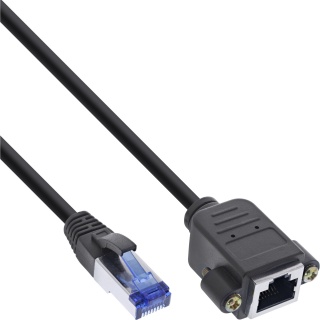 Cablu prelungitor RJ45 S/FTP (PiMf) Cat.6A 0.5m Negru, InLine IL76555X