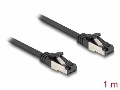 Cablu de retea RJ45 FTP Cat.8.1 flat/flexibil 1m Negru, Delock 80179
