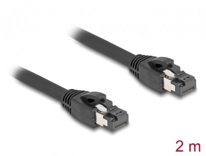Cablu de retea RJ45 Cat. 8.1 S/FTP LSOH 2m Negru, Delock 80234