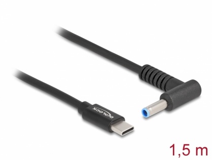 Cablu de alimentare laptop USB type C la HP 4.5 x 3.0 mm 20V/3A 1.5m, Delock 87971