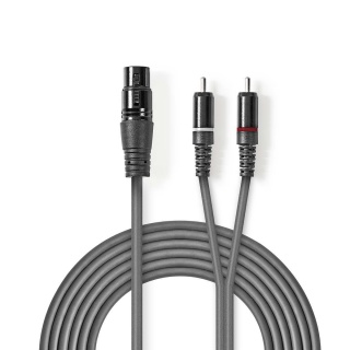 Cablu audio XLR 3 pini la 2 x RCA M-T 3m, Nedis COTH15220GY30