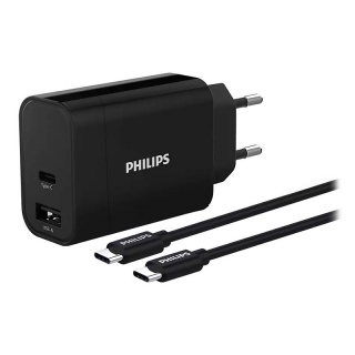 Incarcator priza 1 x USB-A + 1 x USB-C + cablu USB type C 30W, Philips PH-DLP2621C/1