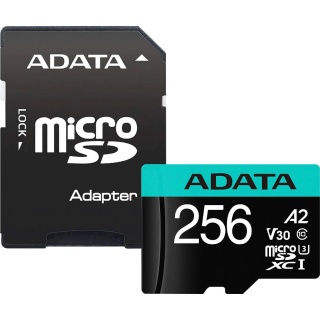 Card de memorie micro SDXC Premier Pro 256Gb clasa 10 UHS-I U3, ADATA AUSDX256GUI3V30SA2-RA1