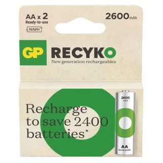 Set 2 buc acumulator ReCyko 2600mAh AA/LR6 1.2V NiMH, GP Batteries GPRHC272E000