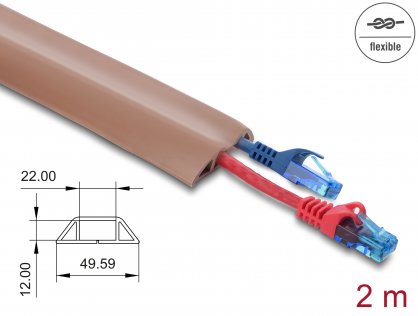 Canal cablu flexibil PVC cu adeziv 50x14 mm - lungime 2m Maro, Delock 20764