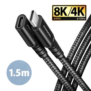 Cablu prelungitor USB type C 3.2 Gen2 T-M 8K60Hz 240W brodat 1.5m, AXAGON BUCM32-CF15AB