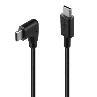 Cablu USB type C 2.0 drept/unghi 90 grade T-T 0.5m Negru, Lindy L32004