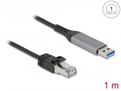 Cablu de retea USB 3.1-A la RJ45 Gigabit LAN 1m, Delock 60755