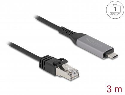 Cablu de retea USB Type C la RJ45 Gigabit LAN 3m, Delock 60761