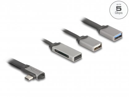 HUB USB type C la 2 x USB-A + SD/micro SD, Delock 64303