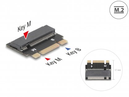 Extensie M.2 Key B+M la M.2 Key M, Delock 64342