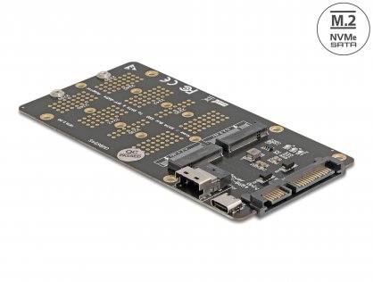 Convertor M.2 Key M NVMe SSD la SFF-8654 si M.2 Key B SATA SSD la SATA, Delock 64355