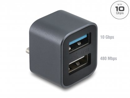 Mini HUB USB type C la 1 x USB-A 10 Gbps + 1 x USB 2.0-A, Delock 64359
