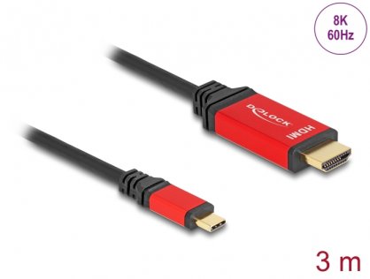 Cablu USB type C la HDMI (DP Alt Mode) 8K60Hz/4K240Hz T-T HDR 3m, Delock 80097