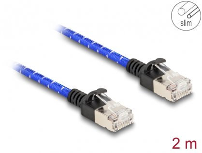 Cablu de retea RJ45 Cat.6A FTP Slim brodat 2m, Delock 80378