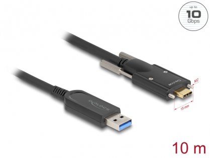 Cablu activ optic USB 3.2 Gen1-A la USB type C cu suruburi T-T 10m, Delock 83206