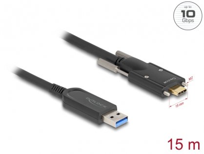 Cablu activ optic USB 3.2 Gen1-A la USB type C cu suruburi T-T 15m, Delock 83208