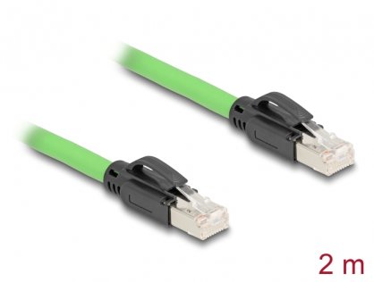 Cablu de retea RJ45 Cat.6A SFTP TPU 2m Verde pentru medii industriale, Delock 80890