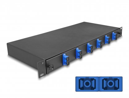 Patch panel 19" fibra optica 6 x SC Duplex OS2 1U, Delock 67000